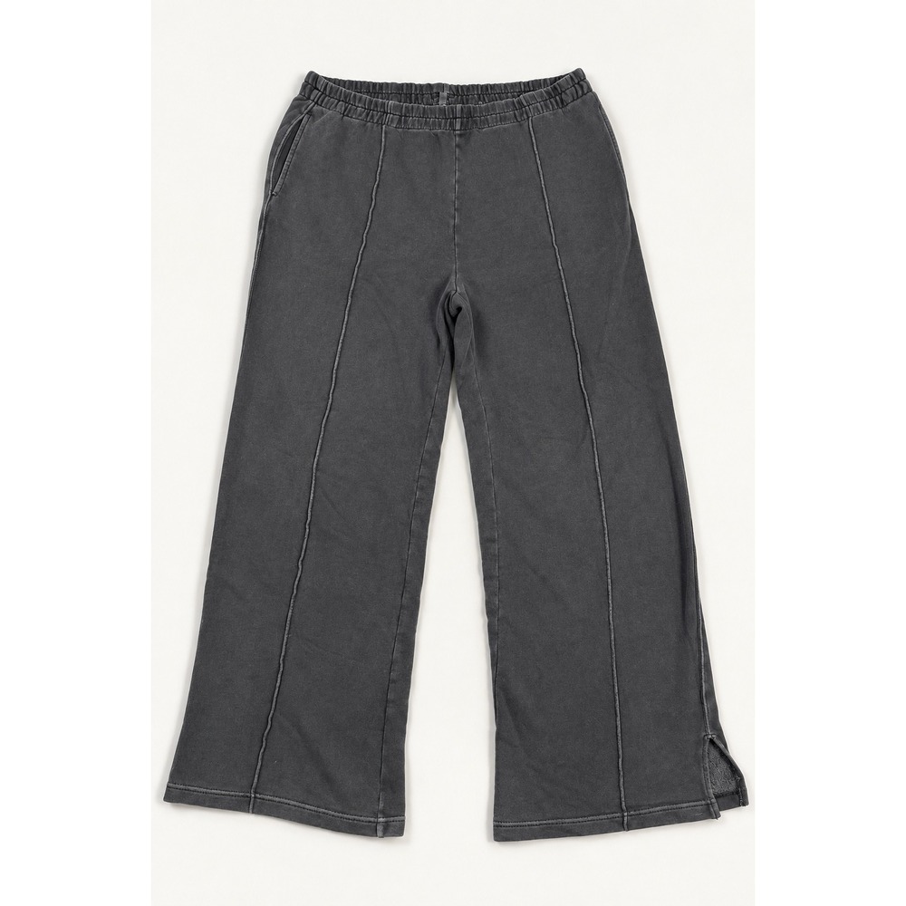 Aerie Womens Wide Leg Sweatpants Washed Charcoal Grey Seam Detail Size M